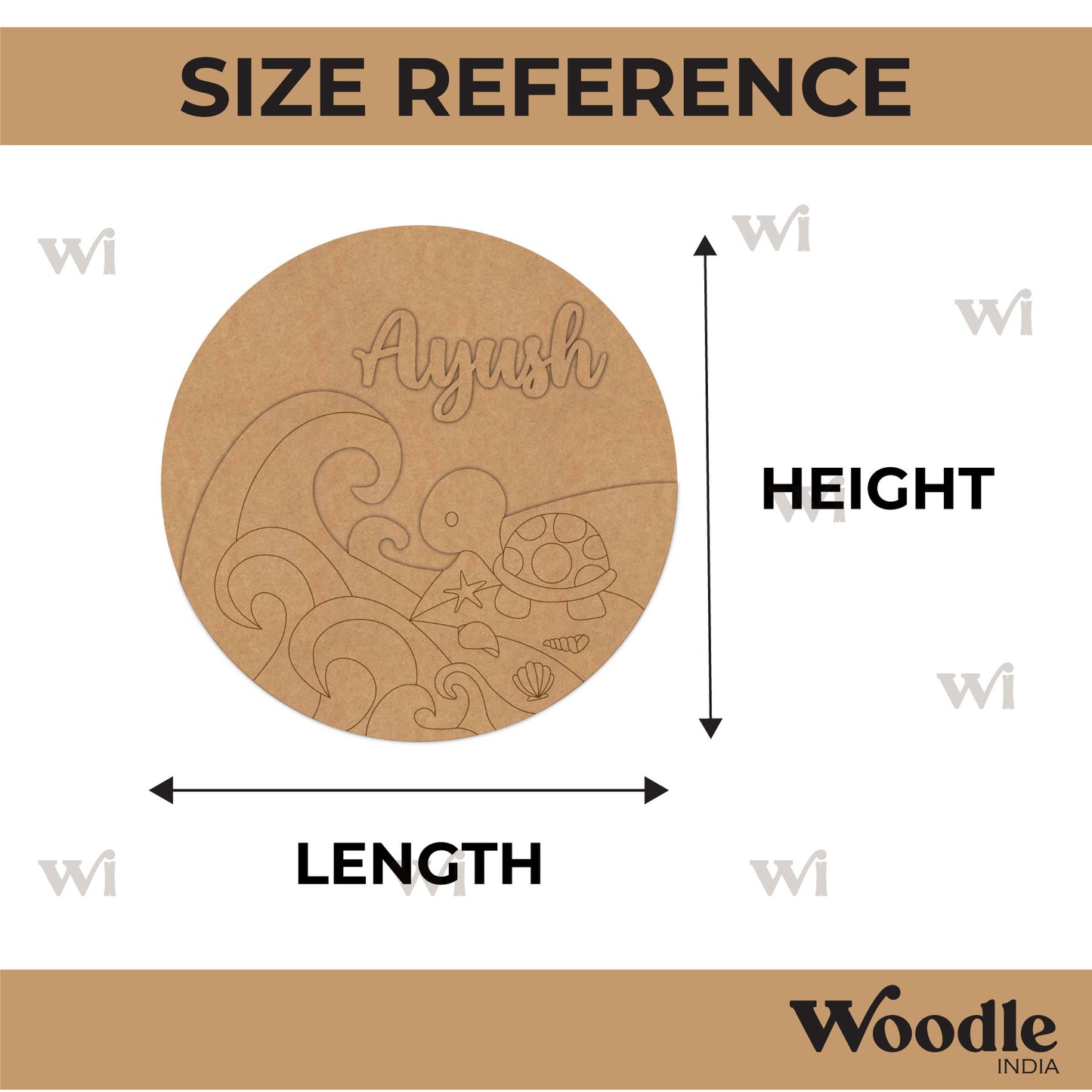 Ocean Theme Nameplate MDF Design 6