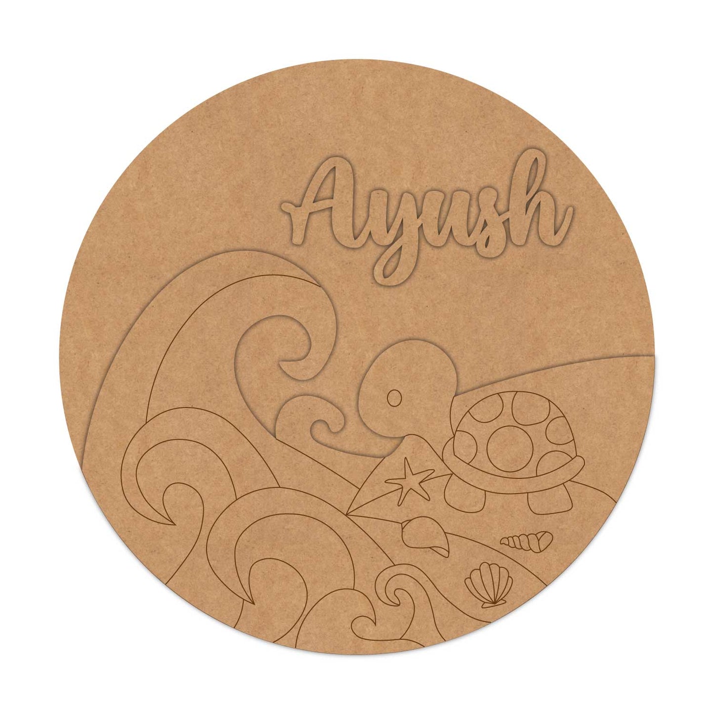 Ocean Theme Nameplate MDF Design 6