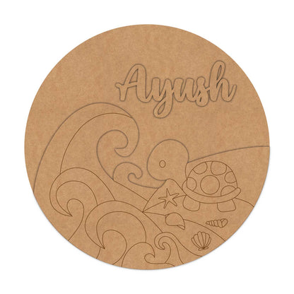 Ocean Theme Nameplate MDF Design 6