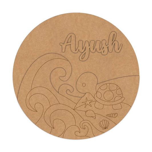 Ocean Theme Nameplate MDF Design 6