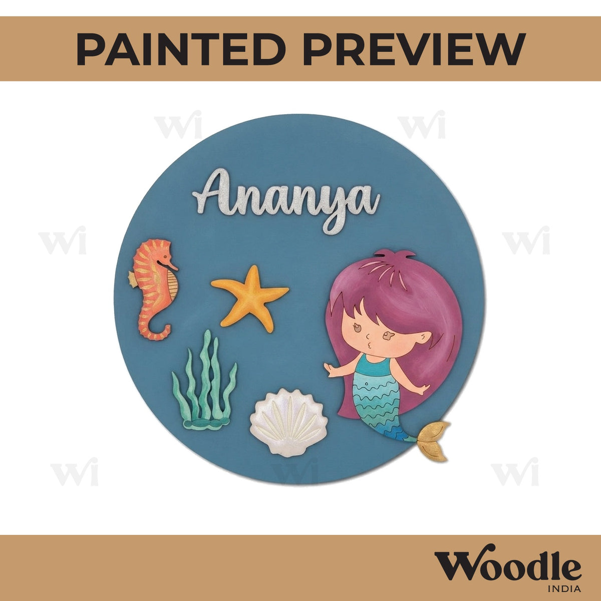 Ocean Theme Nameplate MDF Design 7