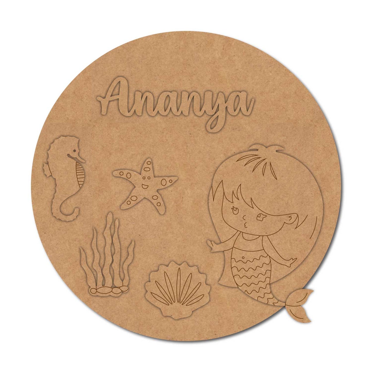 Ocean Theme Nameplate MDF Design 7