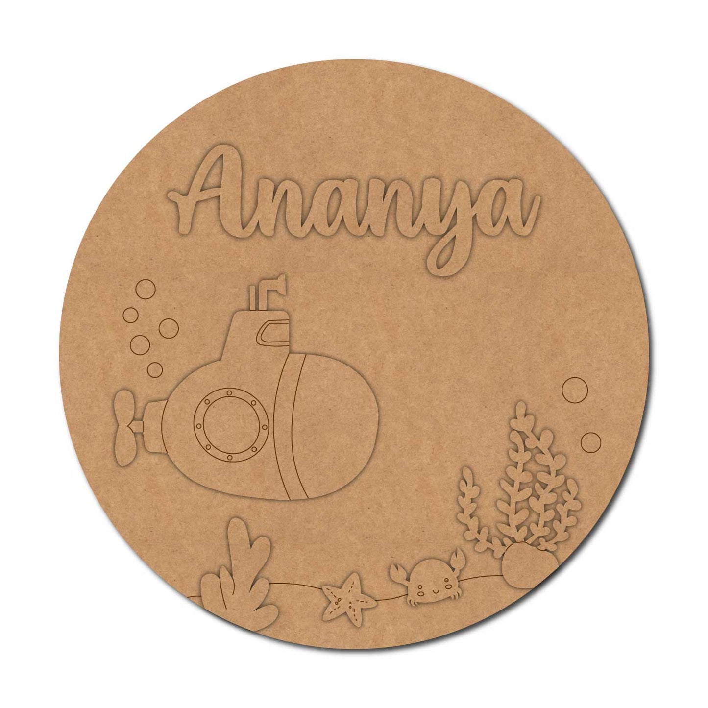 Ocean Theme Nameplate MDF Design 8