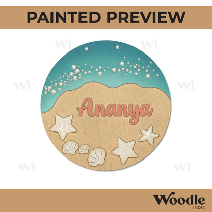 Ocean Theme Nameplate MDF Design 9