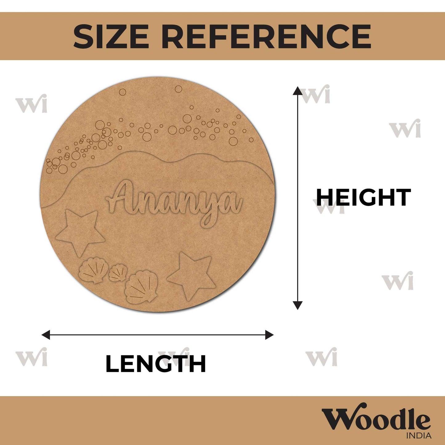 Ocean Theme Nameplate MDF Design 9