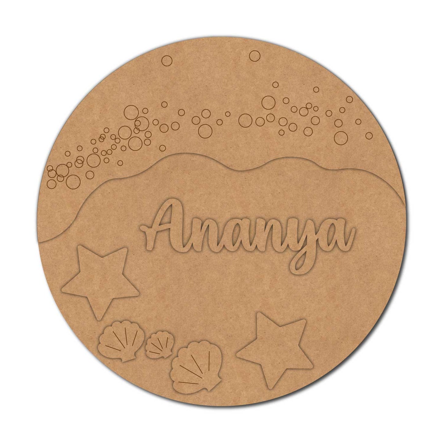 Ocean Theme Nameplate MDF Design 9