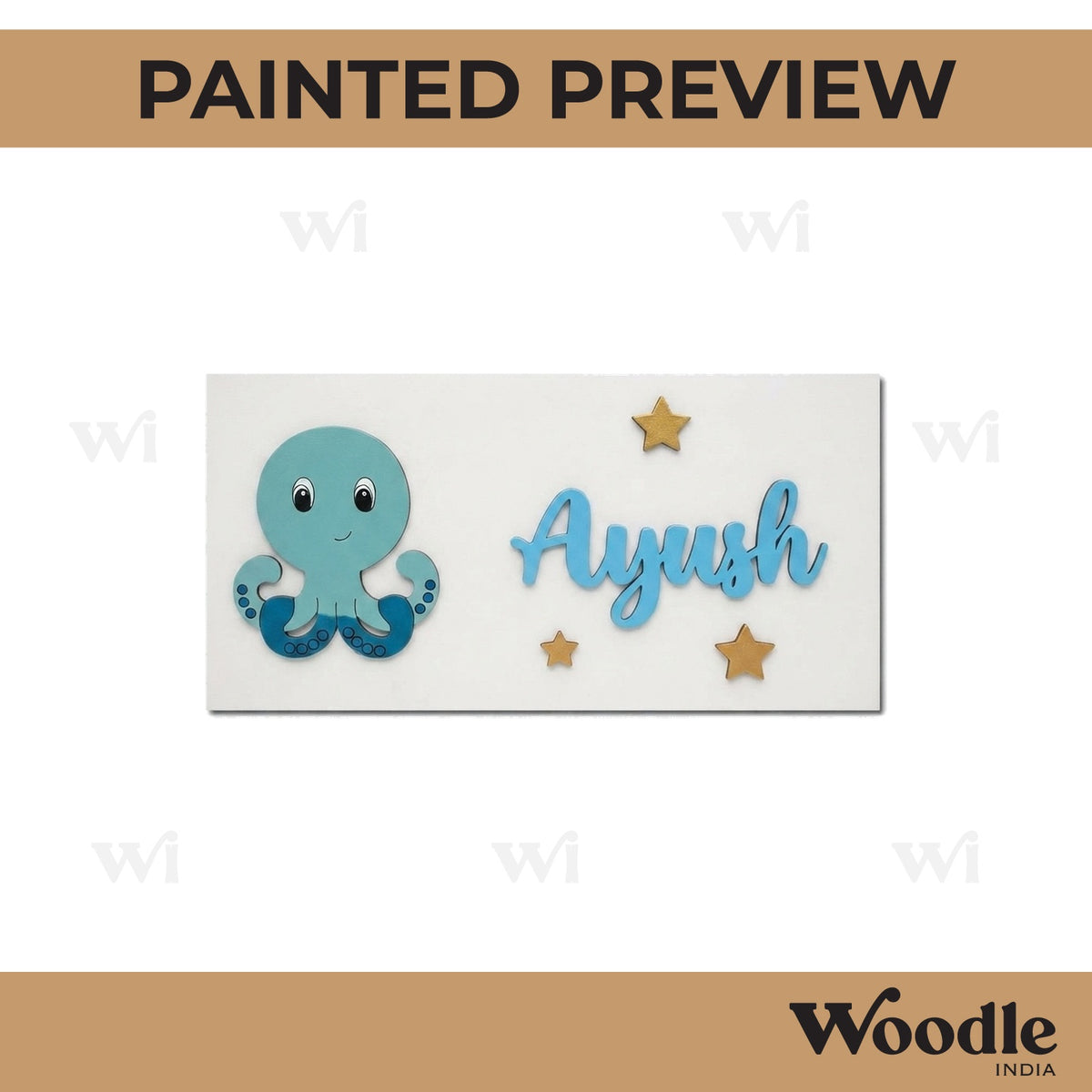 Octopus Kids Nameplate MDF Design 1