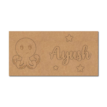 Octopus Kids Nameplate MDF Design 1