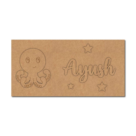 Octopus Kids Nameplate MDF Design 1
