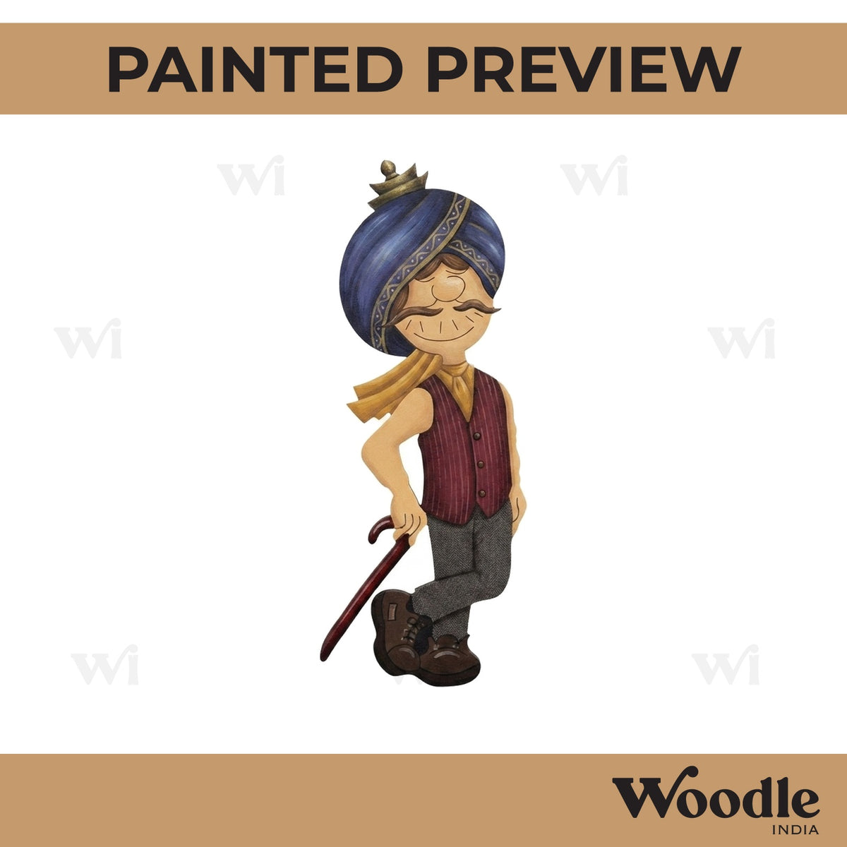 Old Man With Stick Pre Marked MDF Design 1