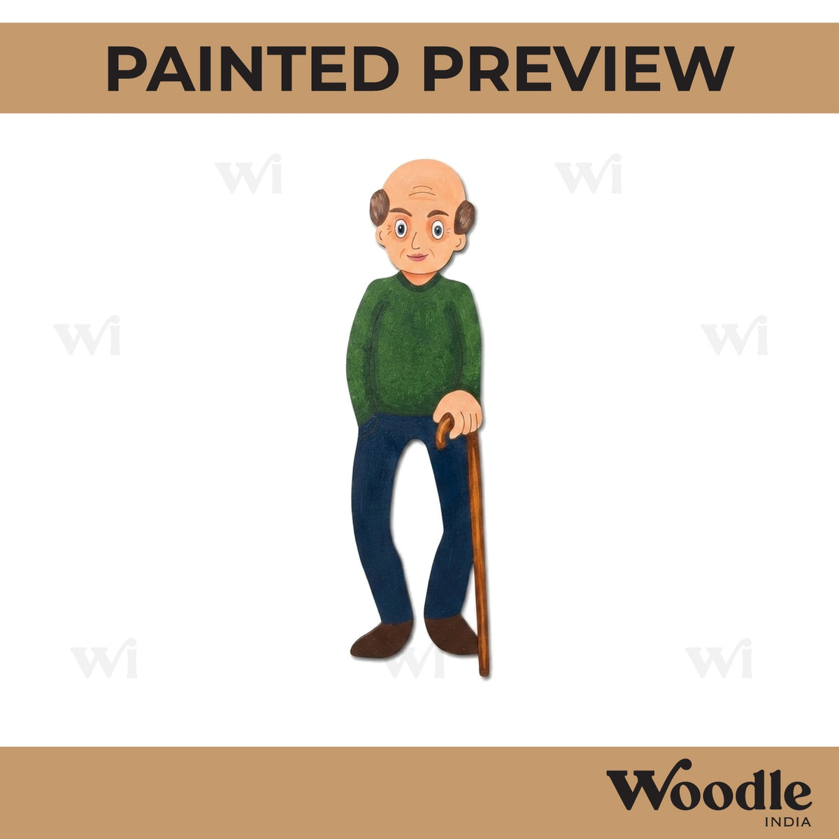 Old Man With Stick Pre Marked MDF Design 2