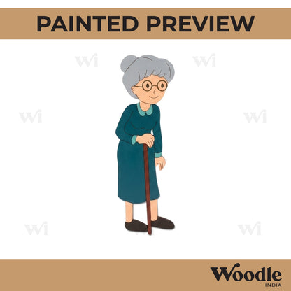 Old Woman With Stick Pre Marked MDF Design 1