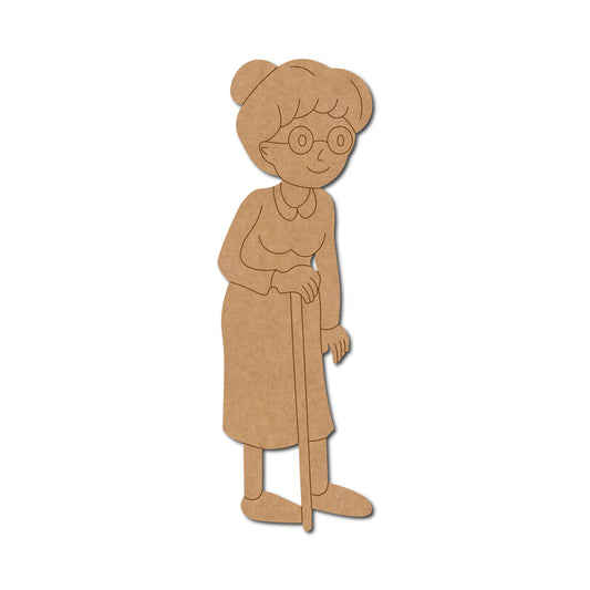 Old Woman With Stick Pre Marked MDF Design 1