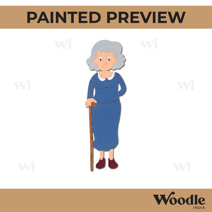 Old Woman With Stick Pre Marked MDF Design 2