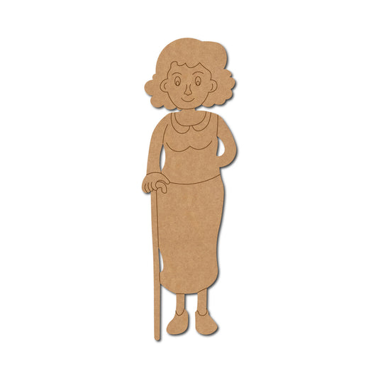 Old Woman With Stick Pre Marked MDF Design 2
