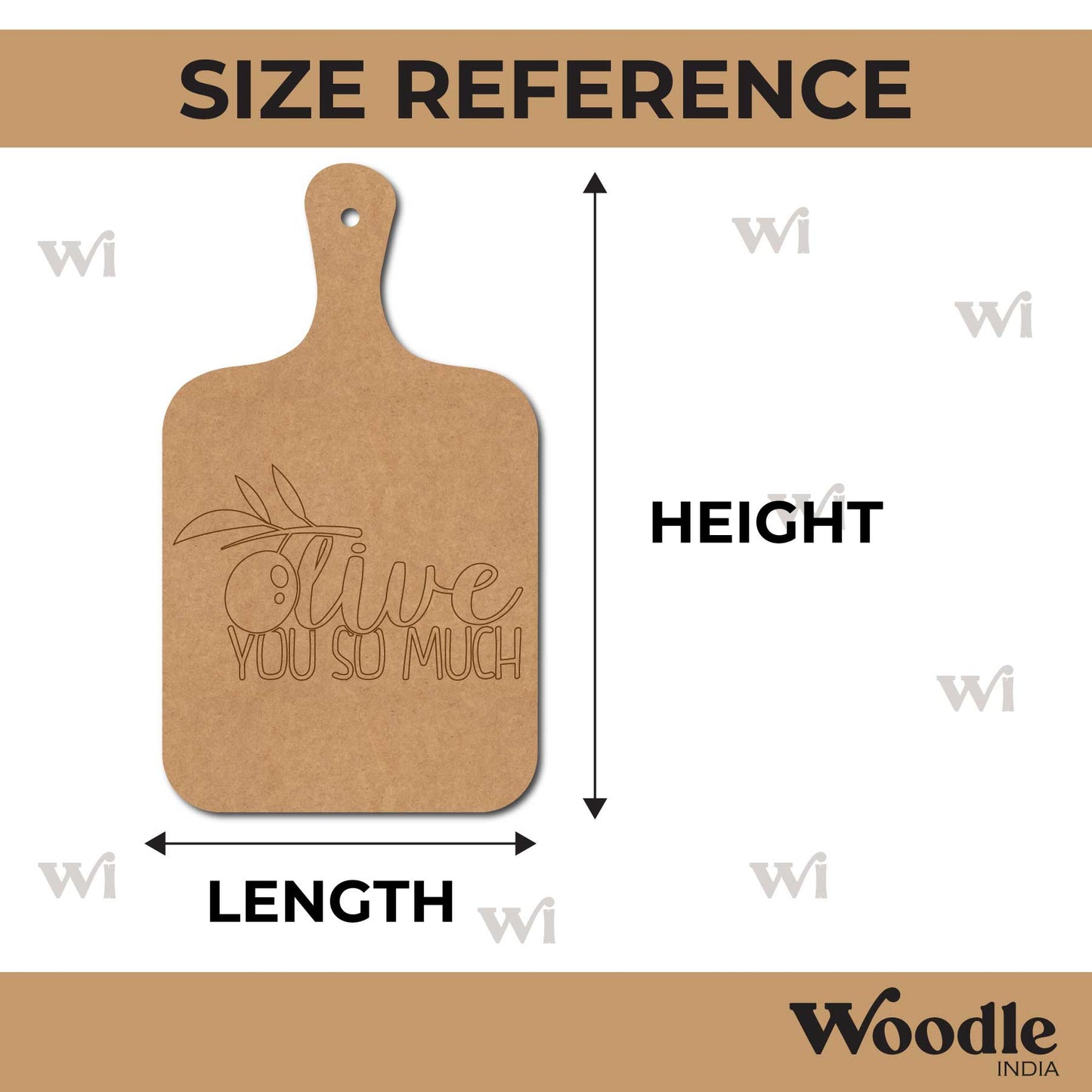 Olive You So Much Pre Marked Chopping Board MDF Design 1