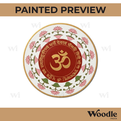 Om Gayatri Mantra Lotus Pre Marked Round MDF Design 1