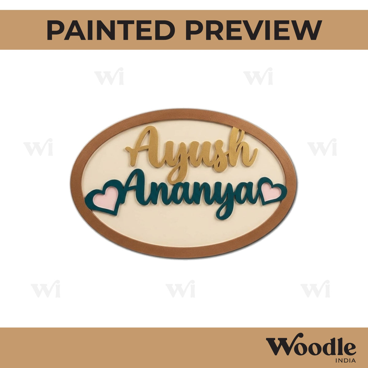 Oval Heart Nameplate MDF Design 1