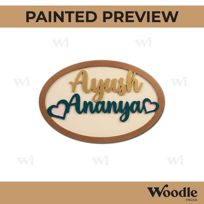 Oval Heart Nameplate MDF Design 1