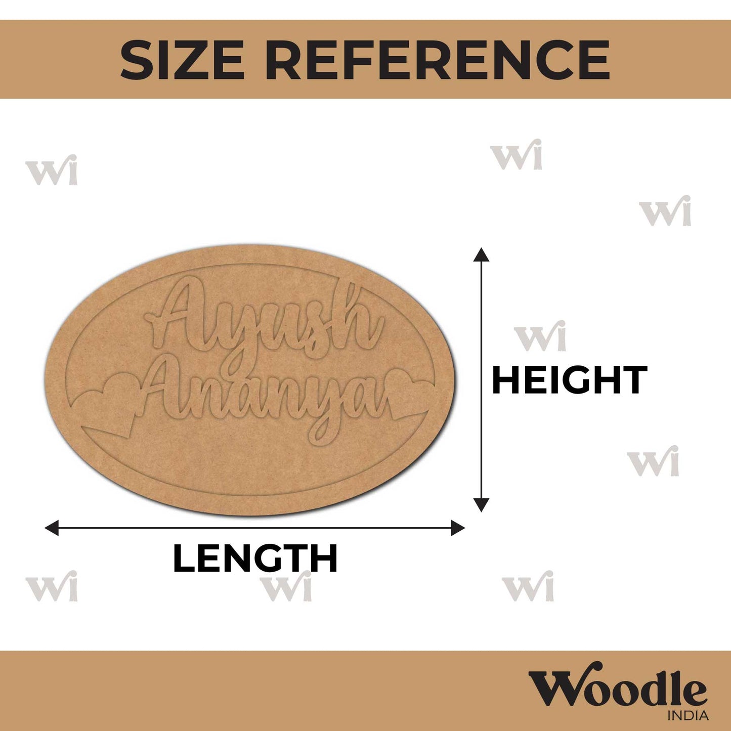 Oval Heart Nameplate MDF Design 1