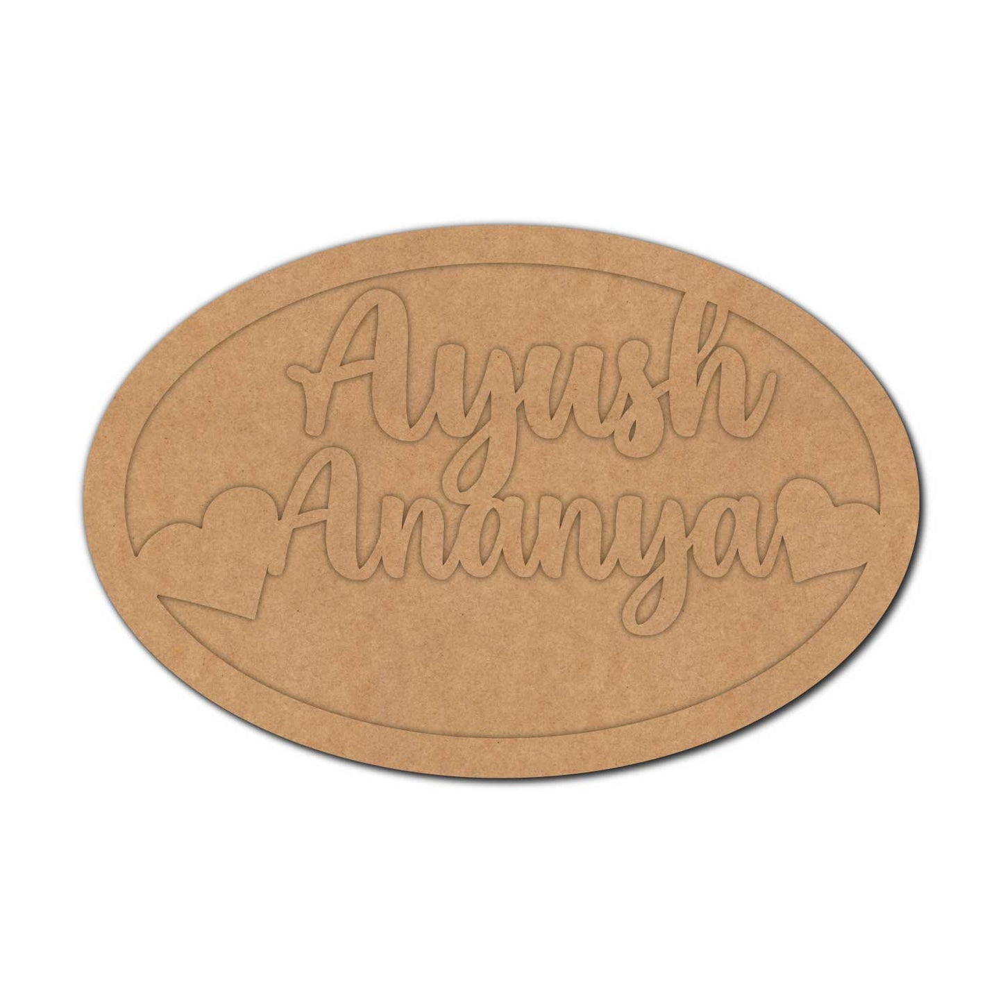 Oval Heart Nameplate MDF Design 1