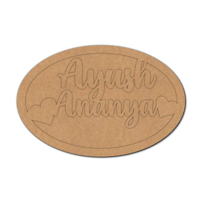 Oval Heart Nameplate MDF Design 1