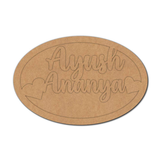 Oval Heart Nameplate MDF Design 1