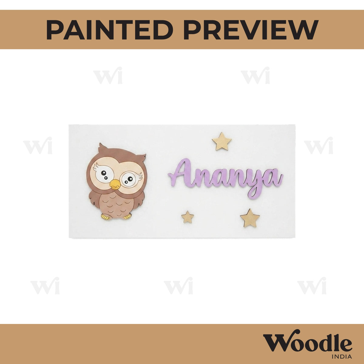 Owl Kids Nameplate MDF Design 1