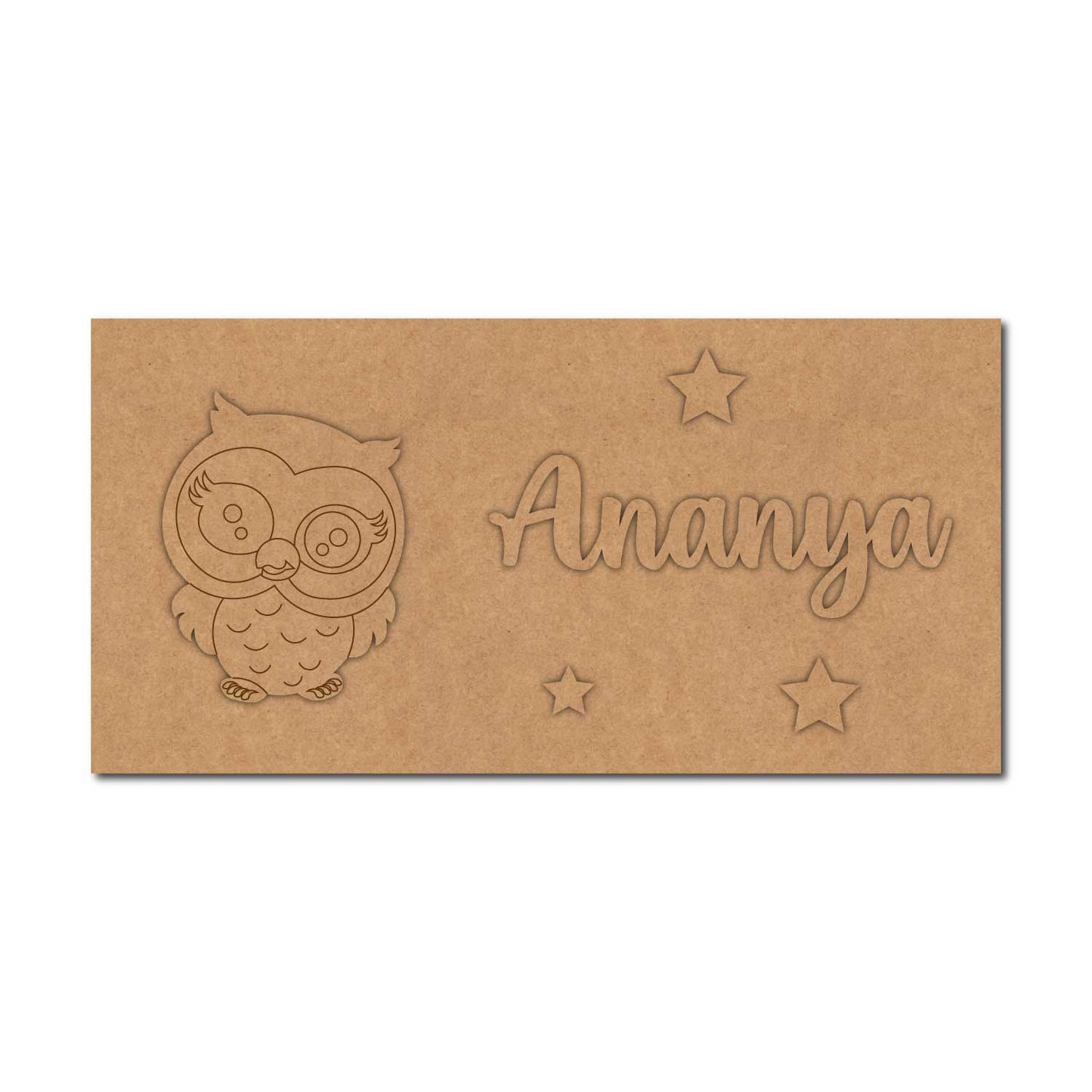 Owl Kids Nameplate MDF Design 1