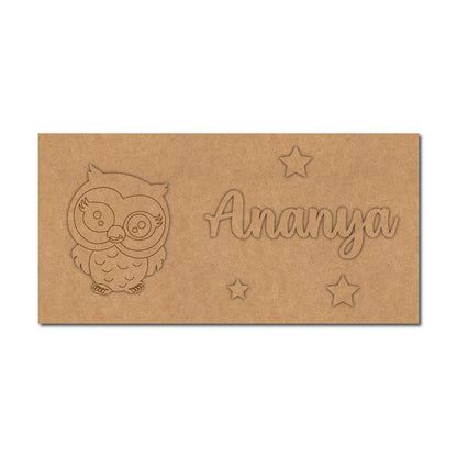 Owl Kids Nameplate MDF Design 1