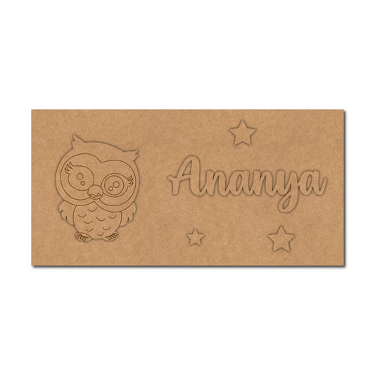 Owl Kids Nameplate MDF Design 1