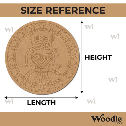 Owl Mandala Pre Marked Round MDF Design 1