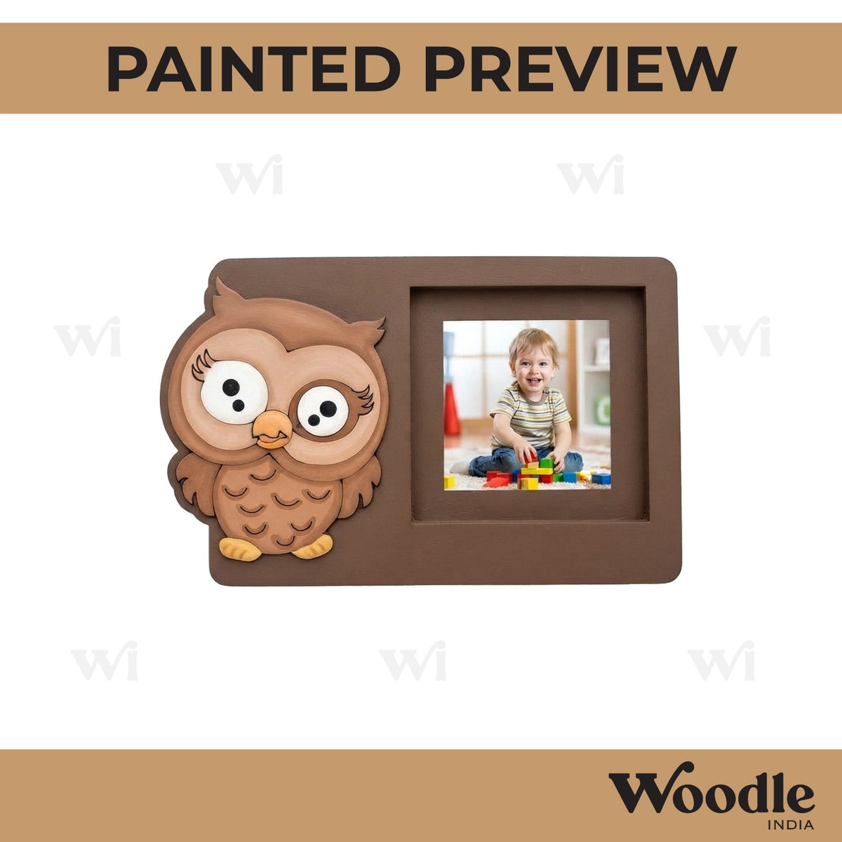 Owl Three Layered Photo Frame MDF Design 1
