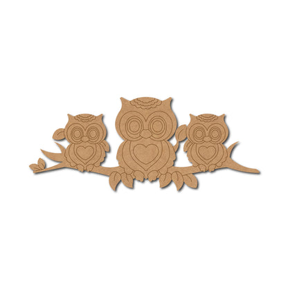 Owls On Branch Pre Marked MDF Design 1