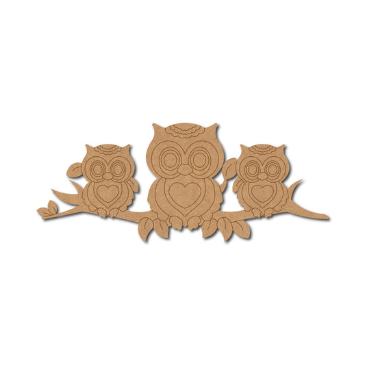 Owls On Branch Pre Marked MDF Design 1