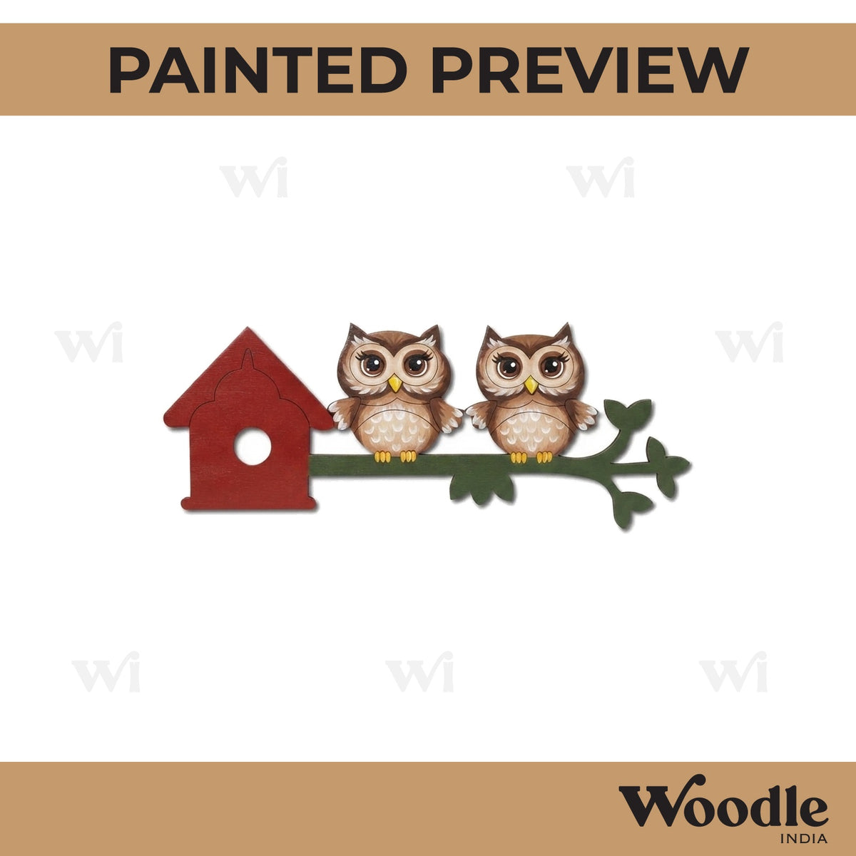 Owls On Branch Pre Marked MDF Design 2