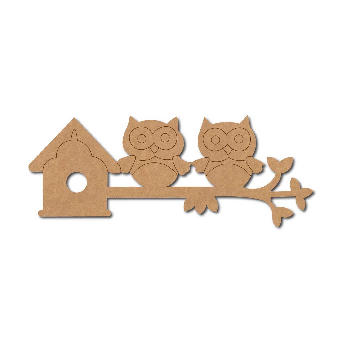 Owls On Branch Pre Marked MDF Design 2