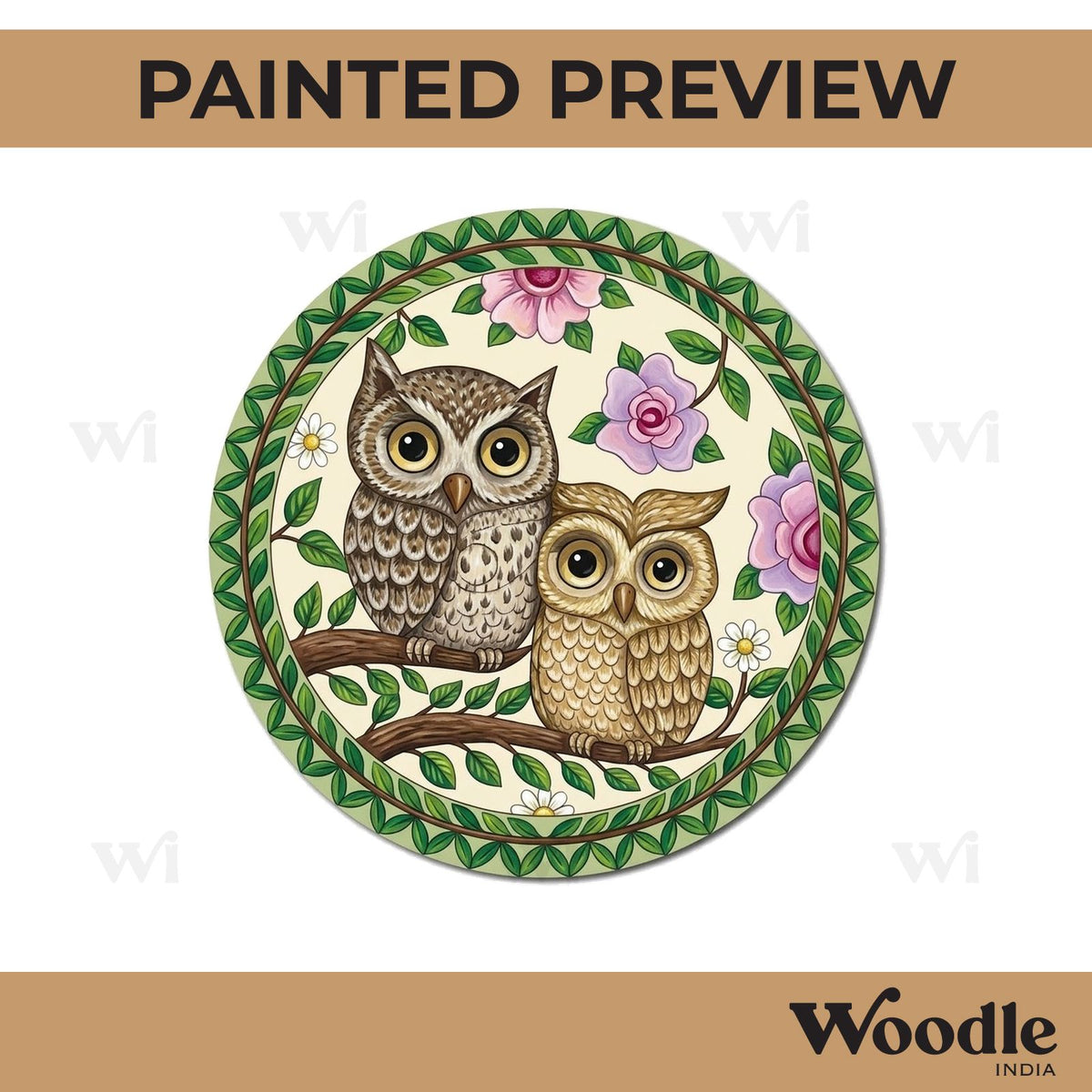 Owls Pre Marked Round MDF Design 1