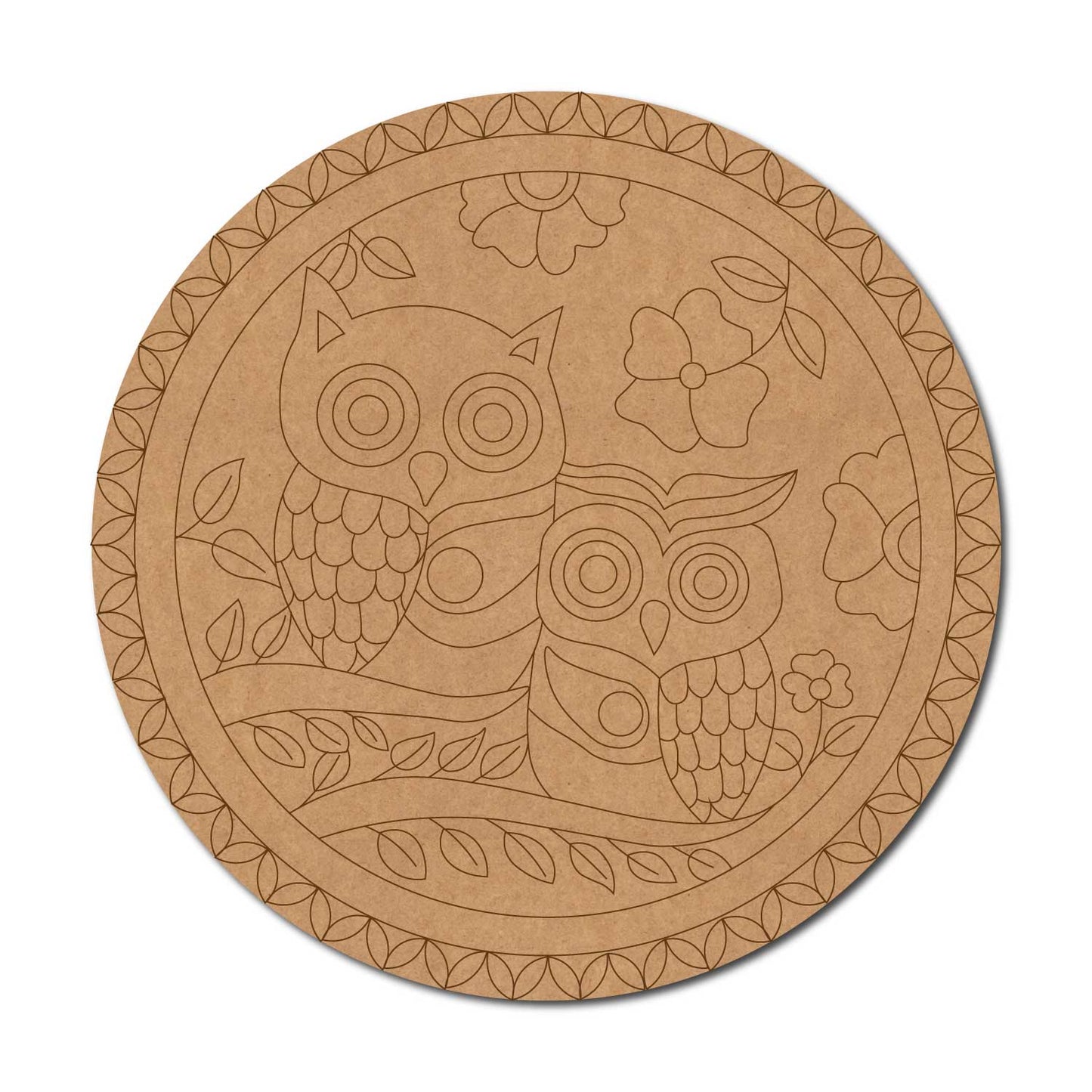 Owls Pre Marked Round MDF Design 1