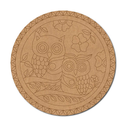 Owls Pre Marked Round MDF Design 1