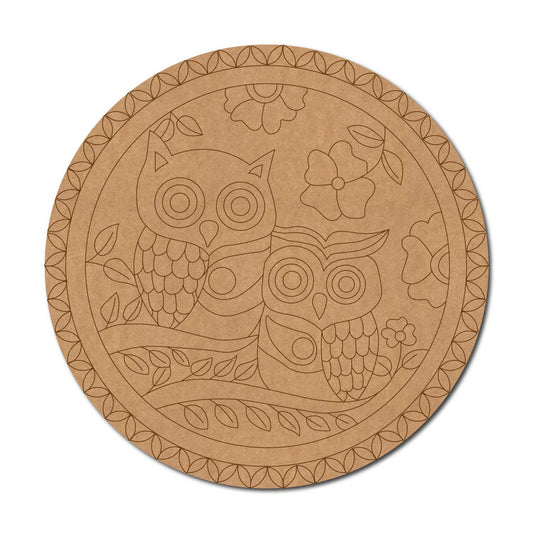 Owls Pre Marked Round MDF Design 1