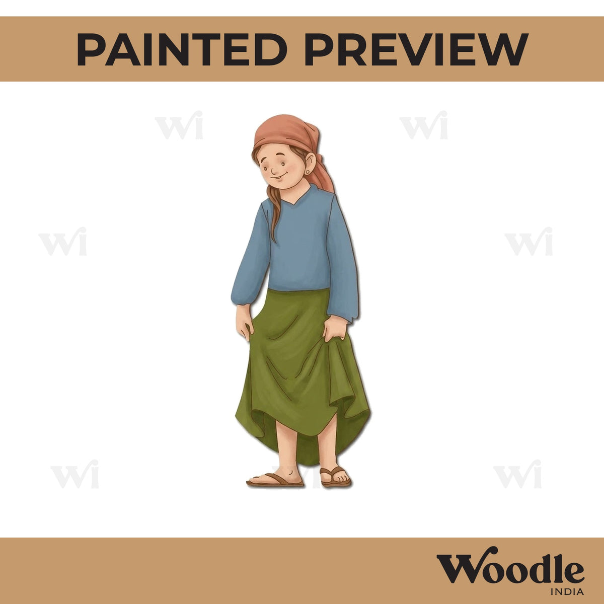 Pahadi Woman Pre Marked MDF Design 3