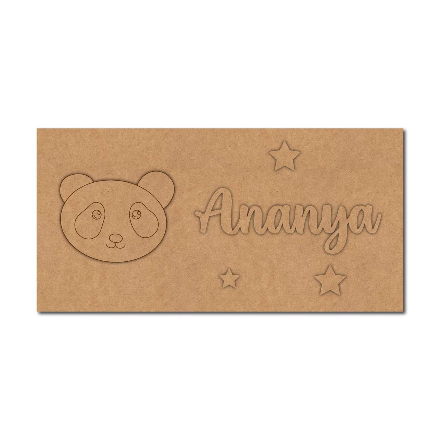 Panda Kids Nameplate MDF Design 1