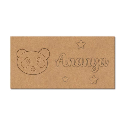 Panda Kids Nameplate MDF Design 1
