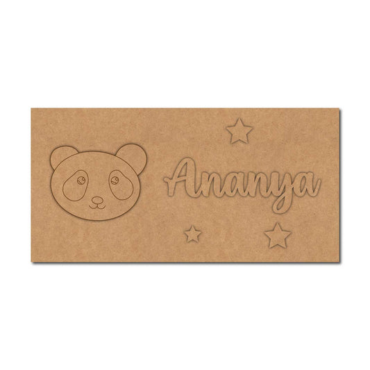 Panda Kids Nameplate MDF Design 1