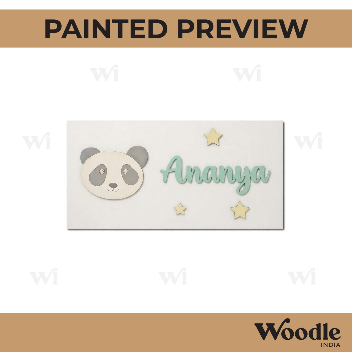 Panda Kids Nameplate MDF Design 1