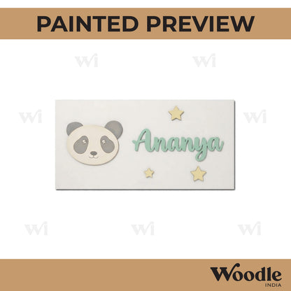 Panda Kids Nameplate MDF Design 1