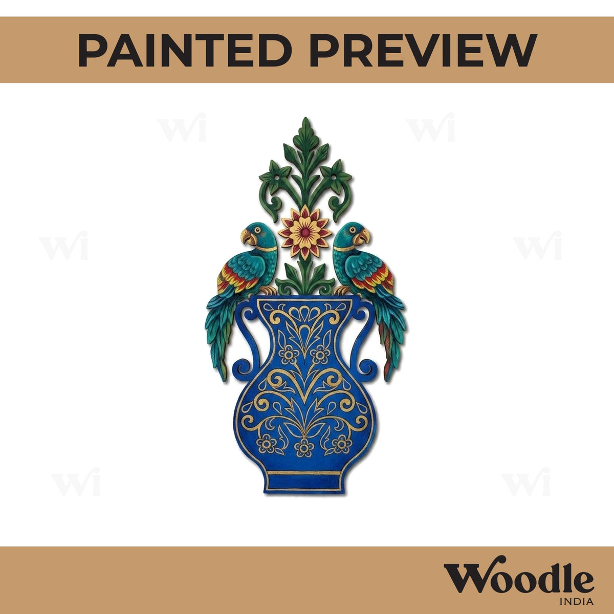 Parrot Vase Flower Motif Pre Marked MDF Design 1