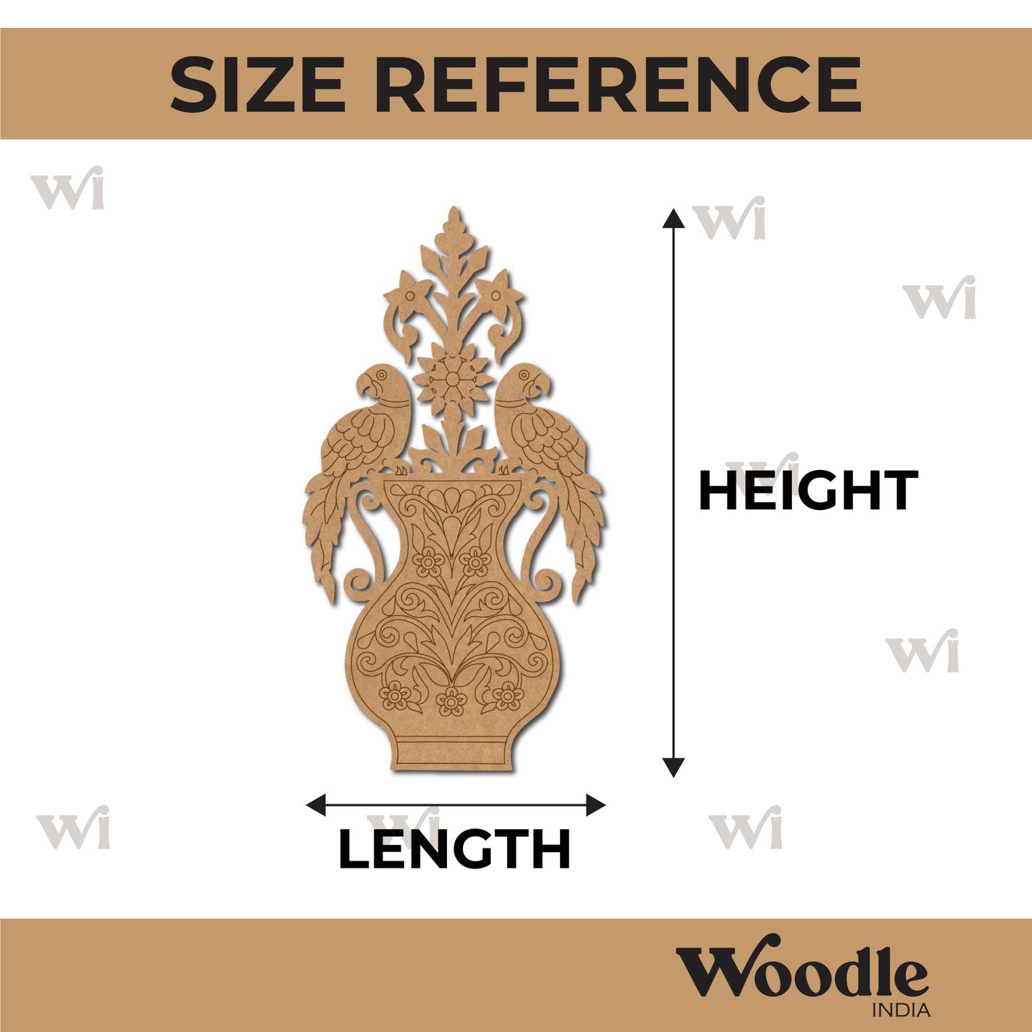 Parrot Vase Flower Motif Pre Marked MDF Design 1