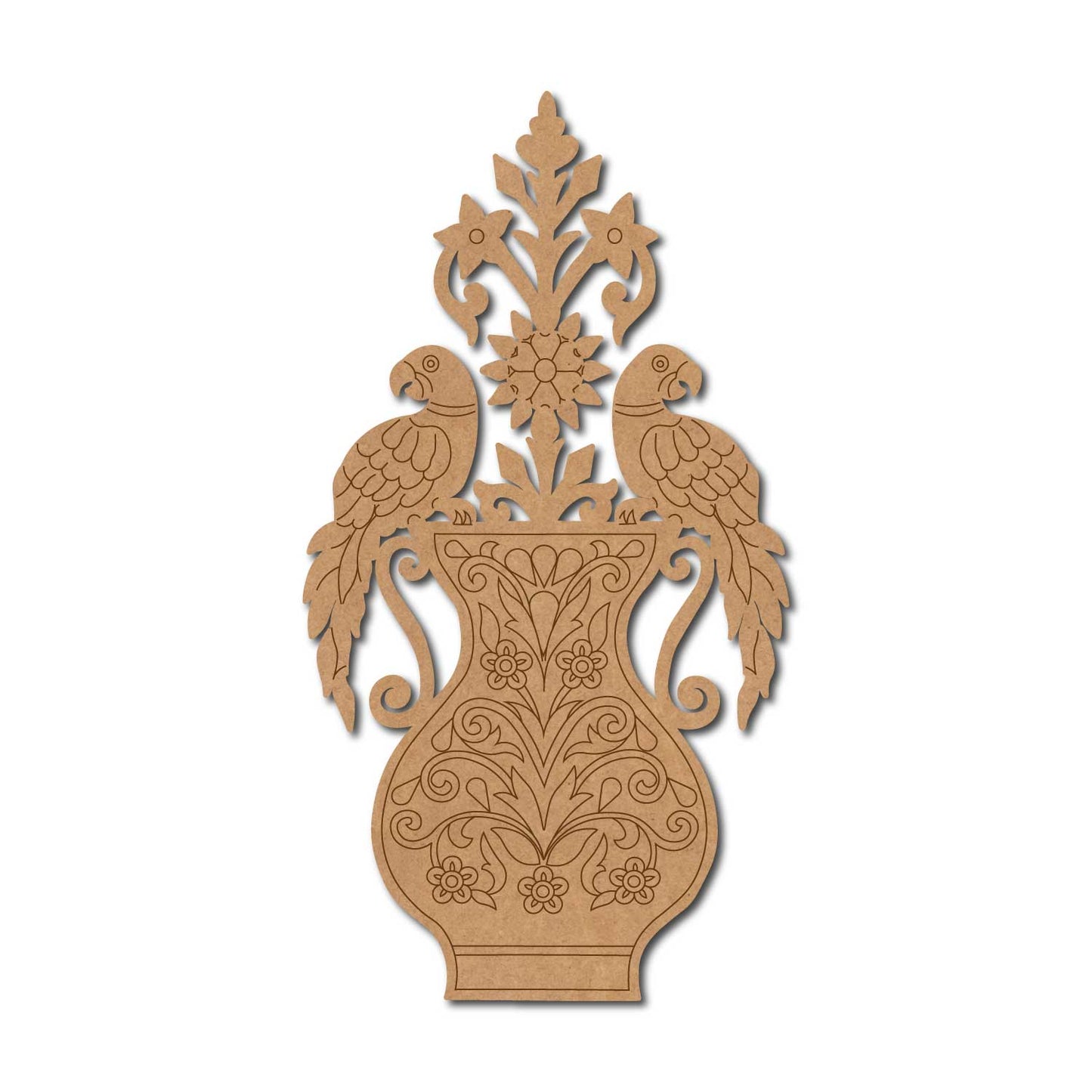 Parrot Vase Flower Motif Pre Marked MDF Design 1
